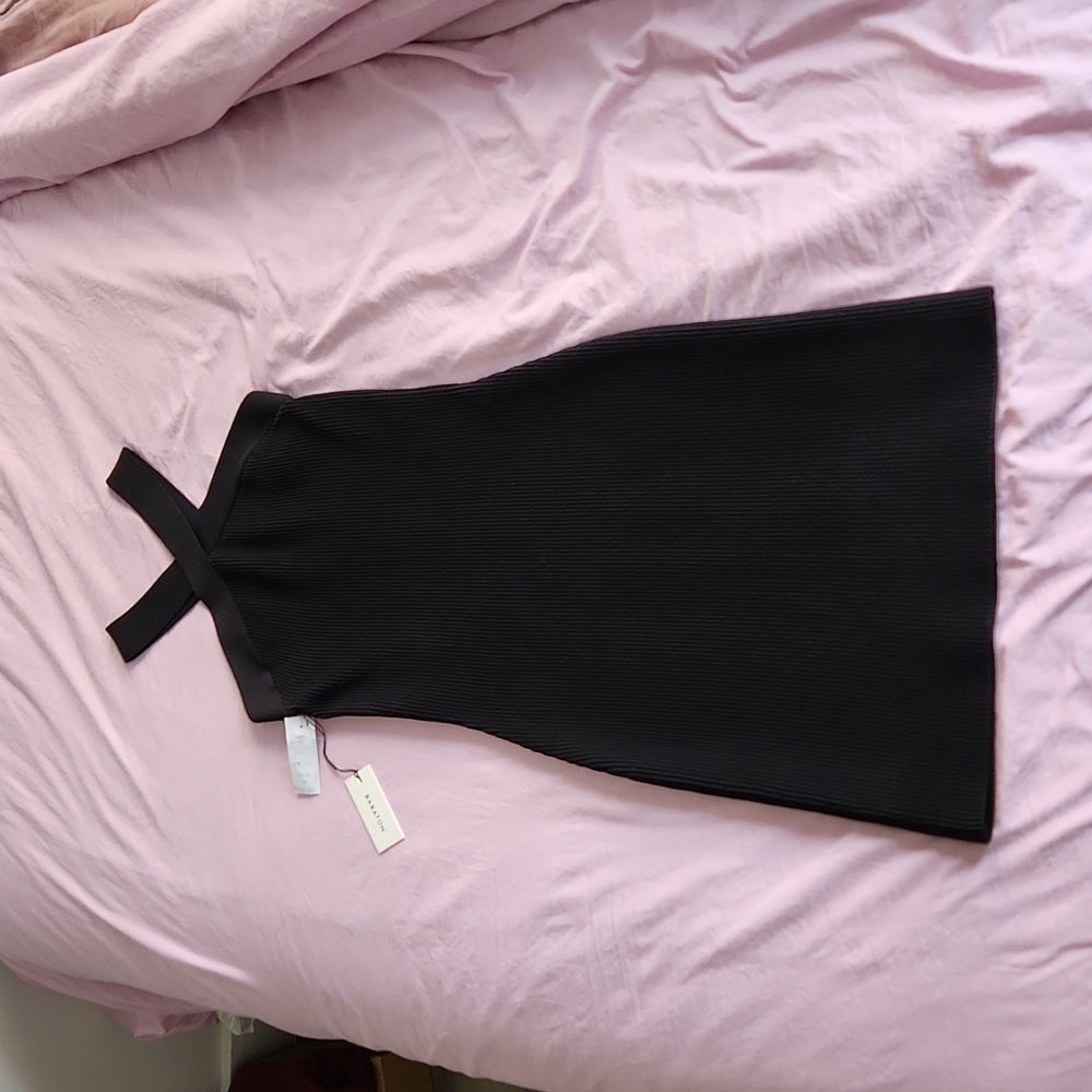 Aritizia Babaton Sculpt Knit Criss Cross Dress Black - Picture 2 of 8